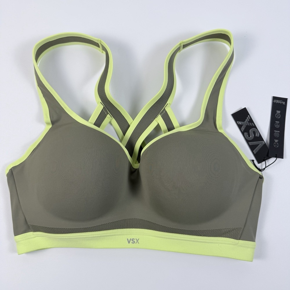 Victoria's Secret VSX Incredible Max Racerback Sports Bra Olive Green 34C NWT